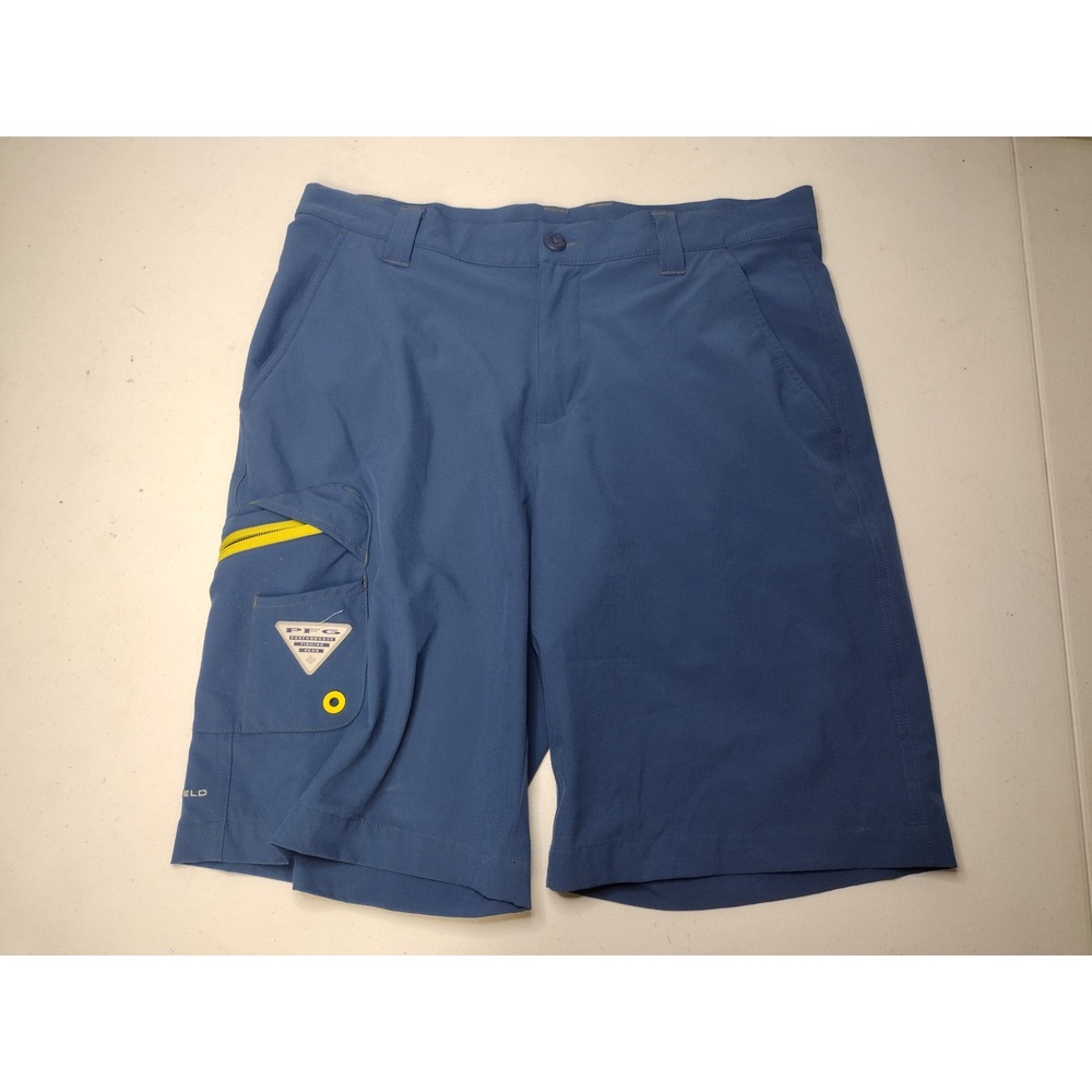 Columbia PFG Blood and Guts Blue‎ Fishing Shorts Mens 32 Multi-Tool Omni-Shield